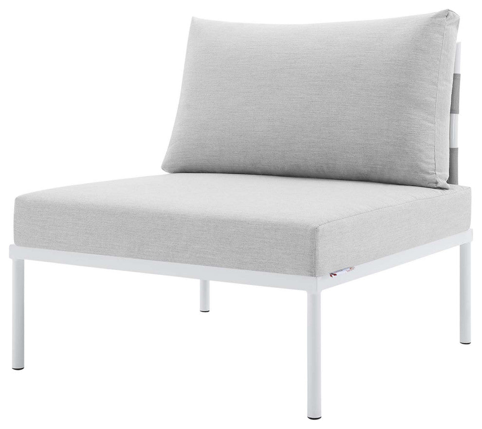 Lounge Sectional Sofa Chair Table Set, Sunbrella, Aluminum, Gray, Outdoor