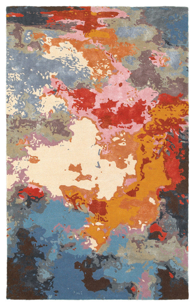 Galen Contemporary Abstract Multi/ Pink Area Rug, 8'x10'