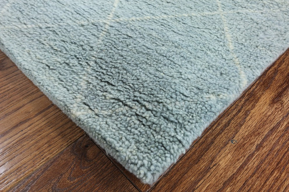 5'x8' Moroccan Collection Hand Knotted Modern Light Blue Oriental Wool Rug
