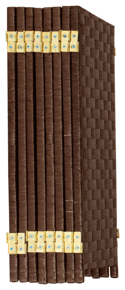 2 ft. Short Woven Fiber Room Divider 8 Panel Dark Mocha