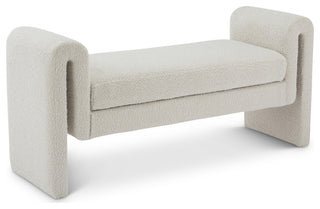Stylus Boucle Fabric Upholstered Bench, Cream, 51" Wide