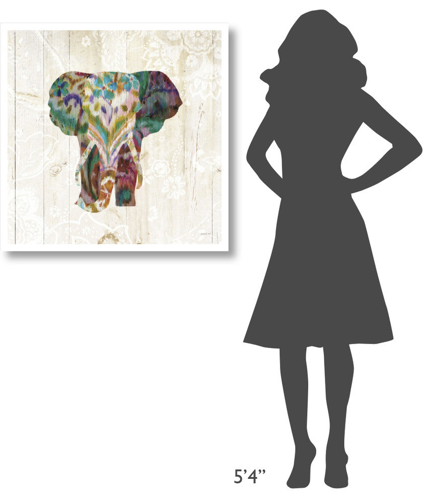 "Boho Paisley Elephant III" Digital Paper Print by Danhui Nai, 32"x32"