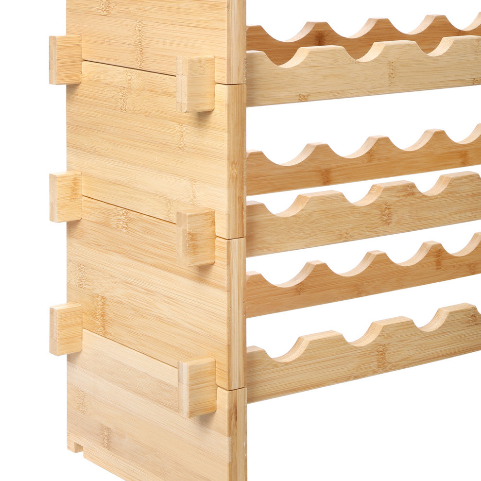 VEVOR Stackable Modular Wine Rack Bamboo Wood Display Shelf, 8 Tier, 72 Bottle
