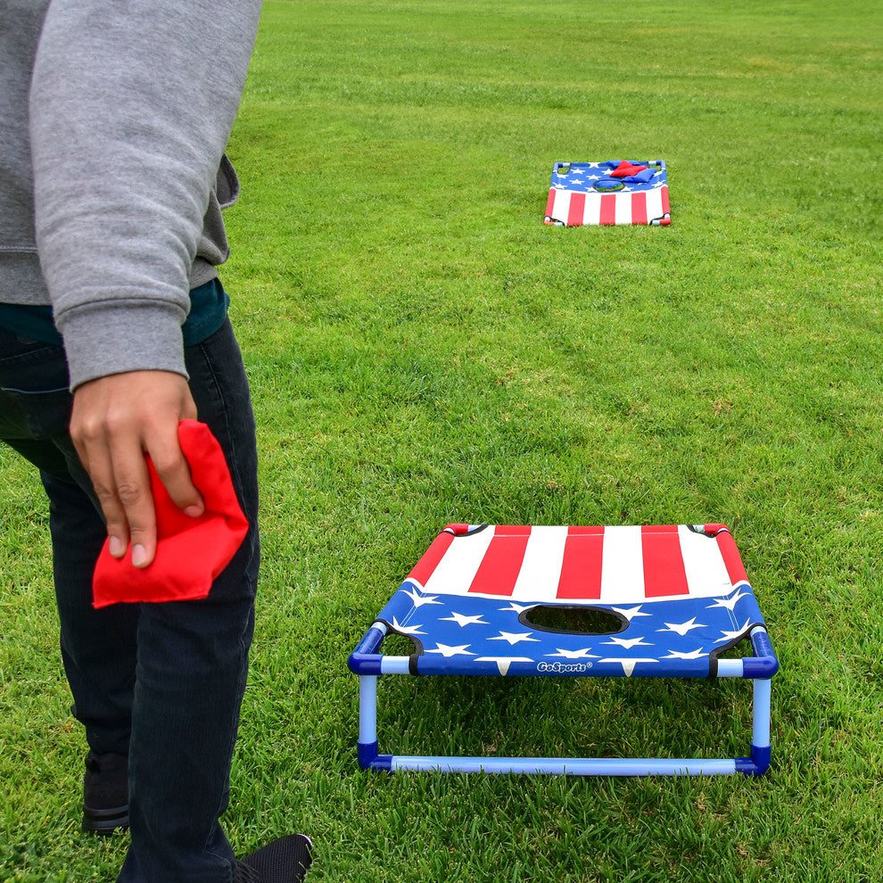 American Flag Portable PVC Framed Cornhole Game Set