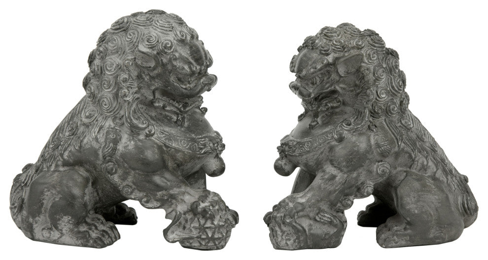 6" Sitting Foo Dog Statues, Set of Two