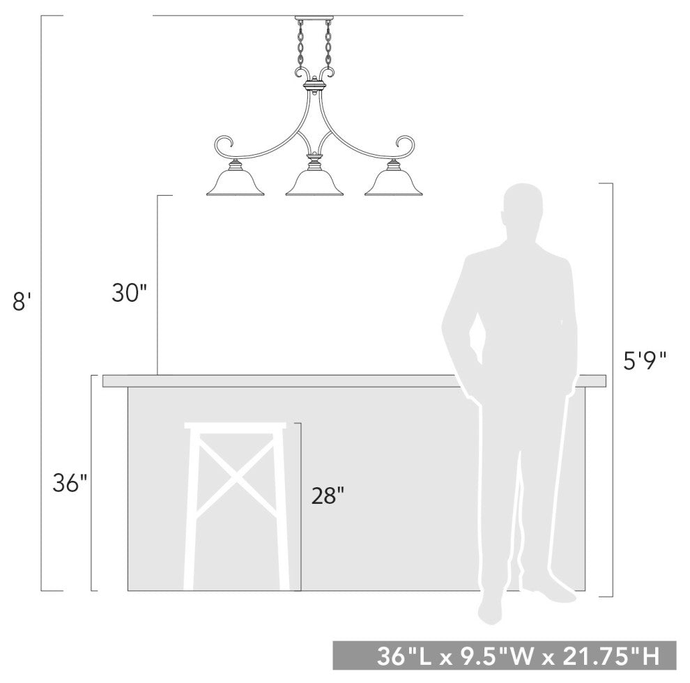 Lancaster Island Light, Pewter, Rubbed Bronze, Antique Marbled