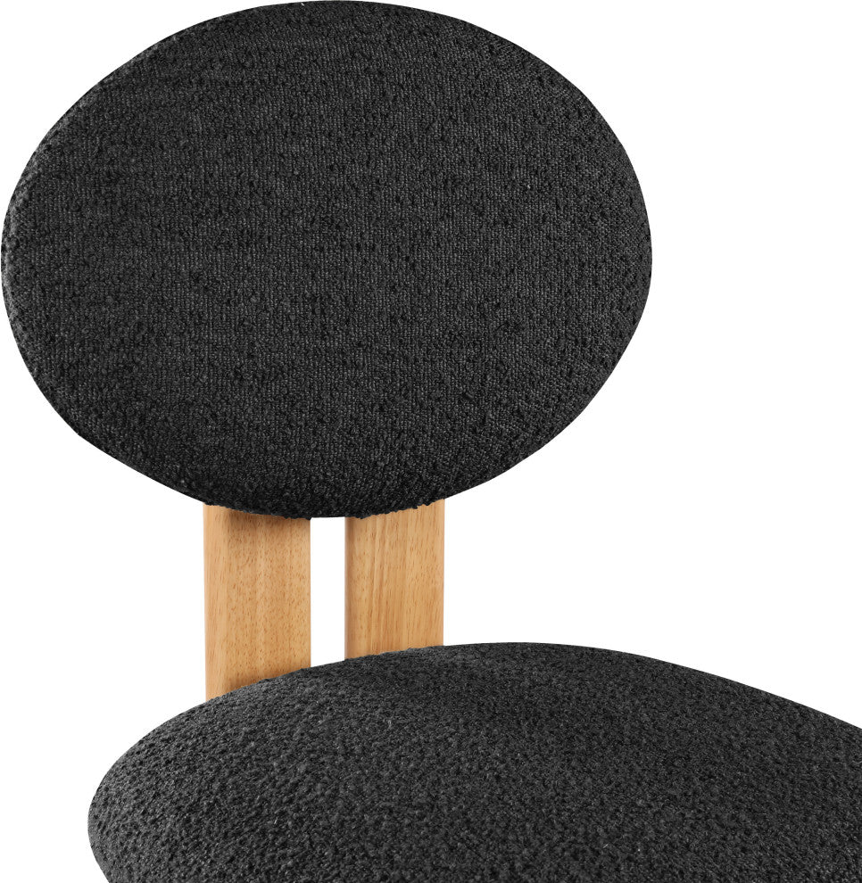 Napa Boucle Fabric Dining Chair, Set of 2, Black, Natural Finish