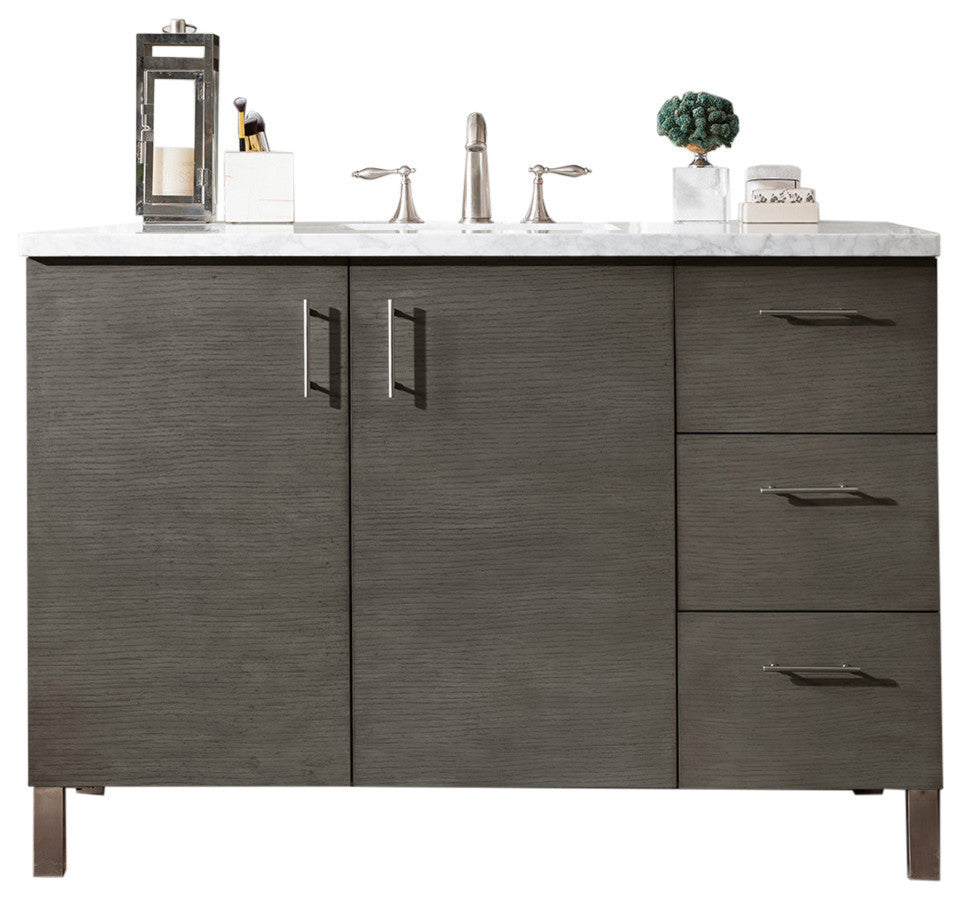 Metropolitan 48" Single Vanity, Silver Oak, No Top, Without Top