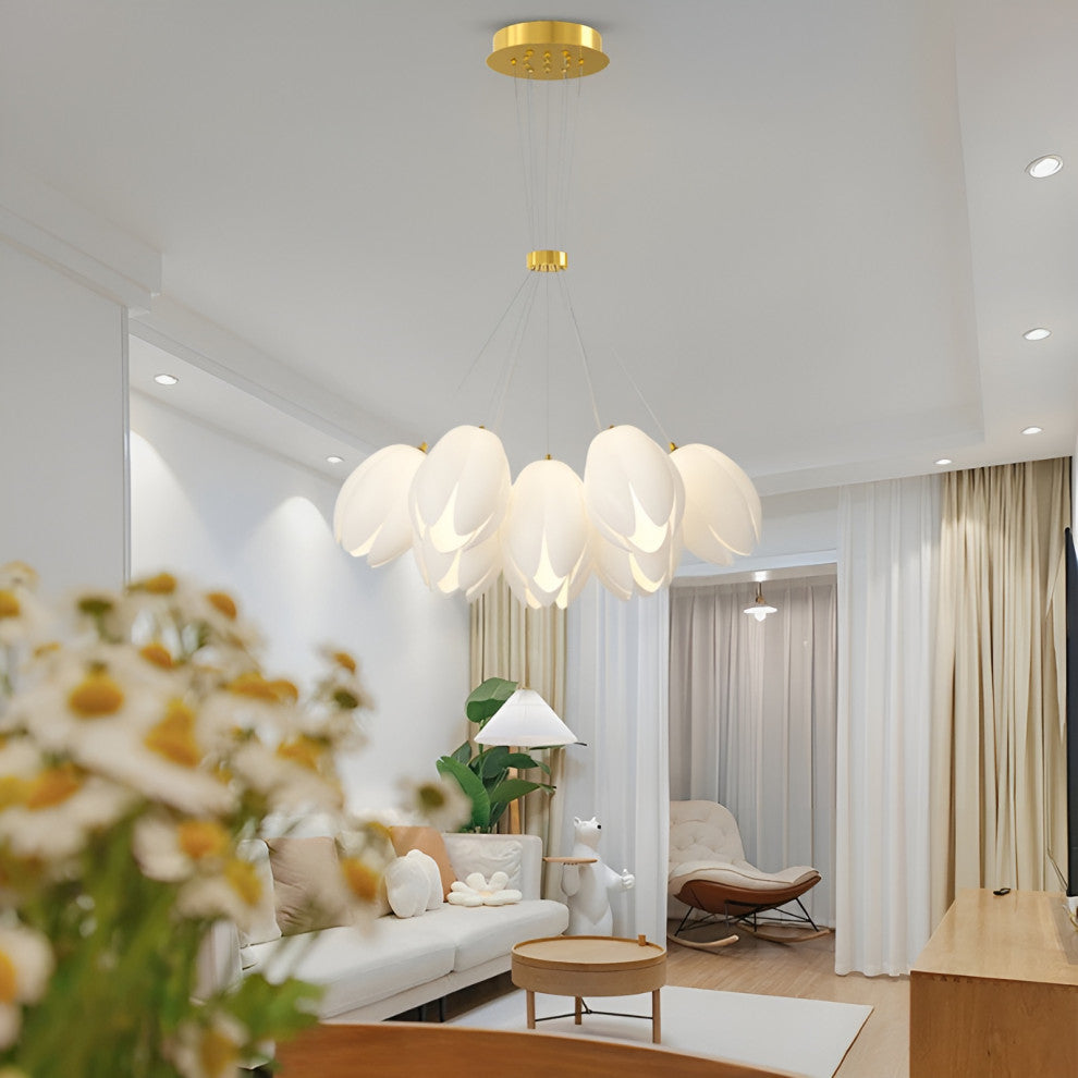 Idro | Modern Ceiling Chandelier in the Shape of Flower for Bedroom, Dining Room, 13 Heads, Trichromatic Light