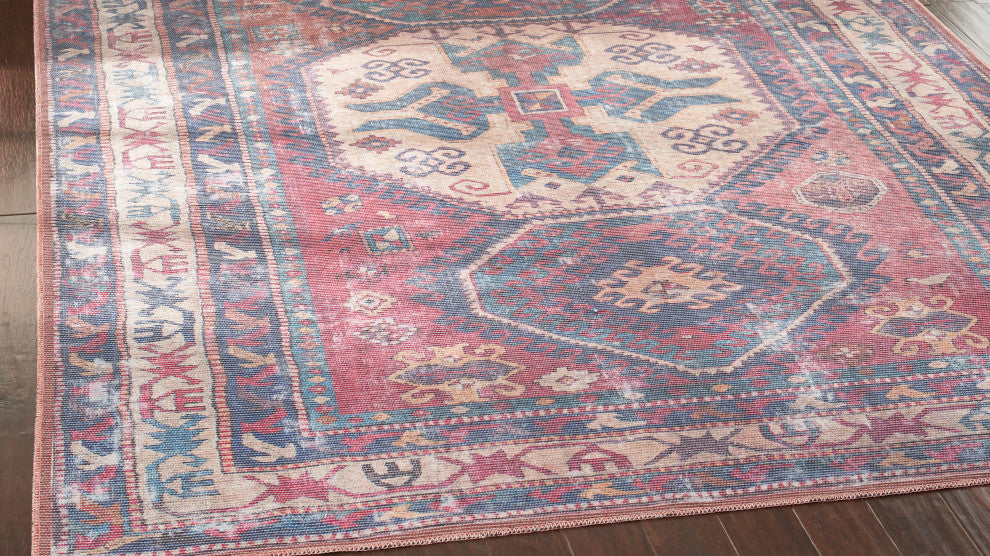 Nicole Curtis Nc Series 1 8' x 10' Red/Navy Machine Washable Area Rugs