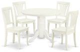 Shav5-Lwh-W 5Pc Round 42"Table And 4 Vertical Slatted Chairs
