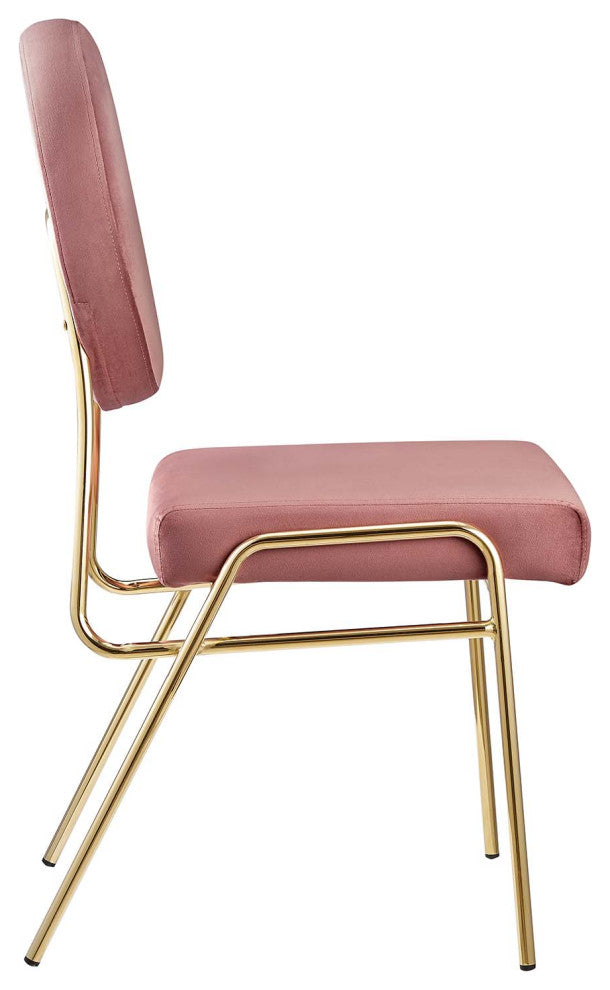 Craft Performance Velvet Dining Side Chair, Gold Dusty Rose
