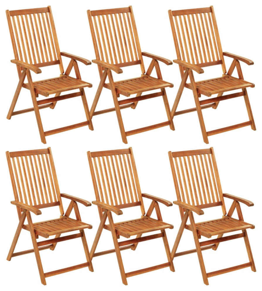 Vidaxl Folding Garden Chairs, Set of 6, With Cushions Solid Acacia Wood