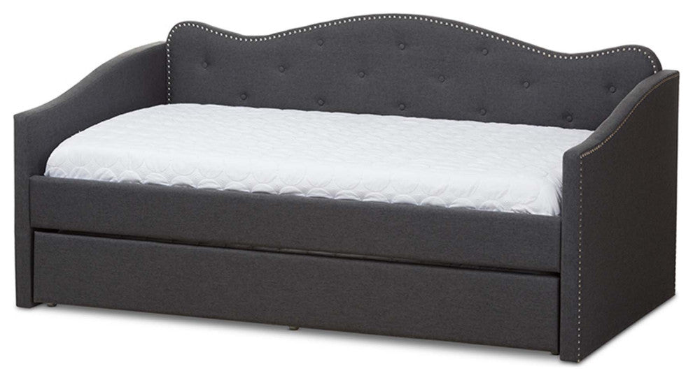 Helena Fabric Daybed With Trundle, Dark Gray