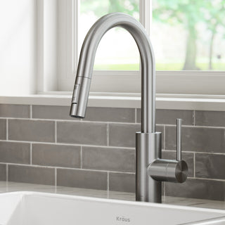 Oletto Pull-Down 1-Hole Kitchen Faucet, Spot Free Stainless Steel