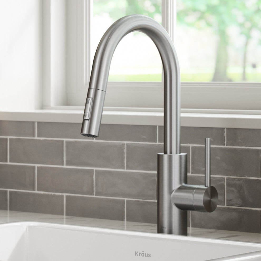 Oletto Pull-Down 1-Hole Kitchen Faucet, Spot Free Stainless Steel