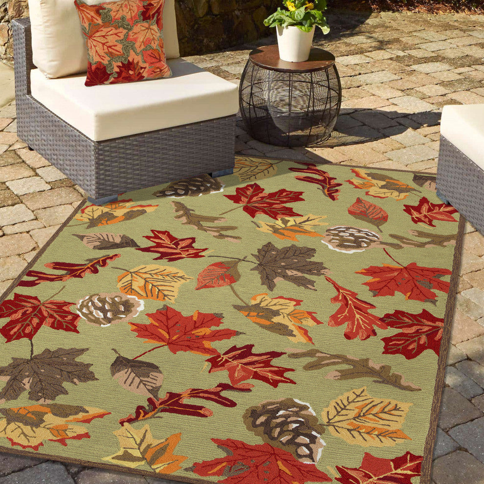 Ravella Falling Leaves Indoor/Outdoor Rug Moss 8'3"x11'6"