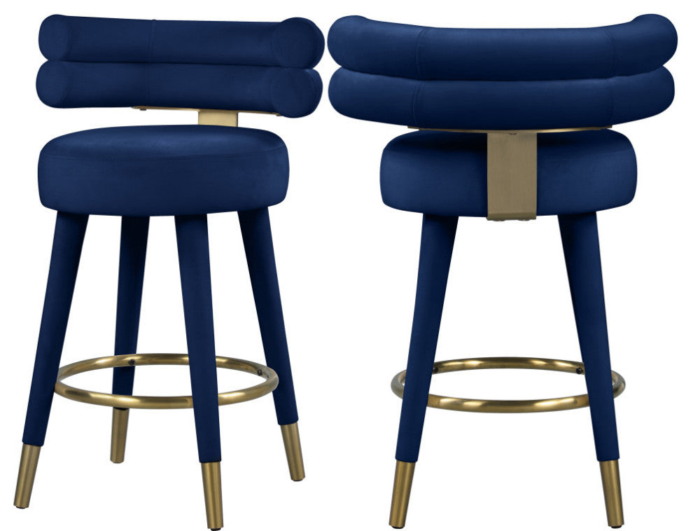 Fitzroy Velvet Upholstered Counter Height Stool (Set of 2)