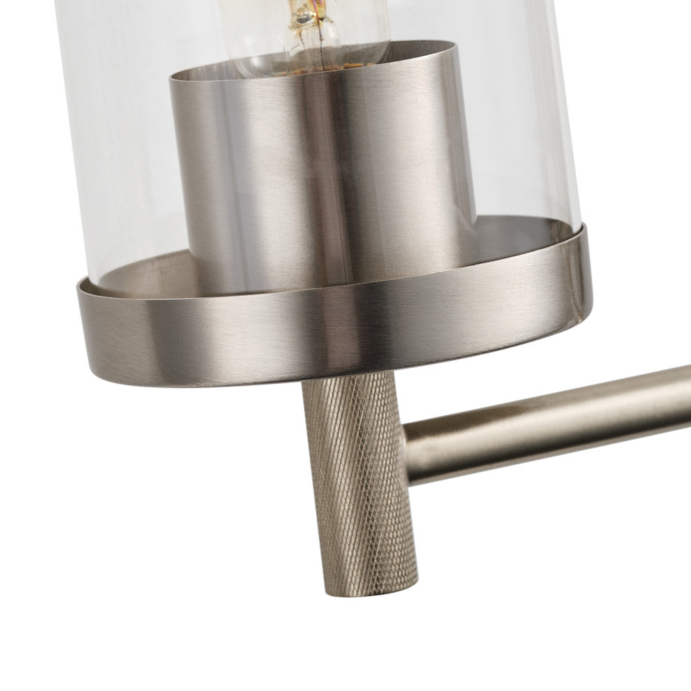 Brushed Nickel 4-Light Bathroom Vanity Lighting Fixture for with Glass Shade