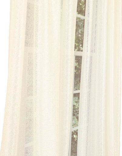 La Rosa Metallic Semi Sheer Rod Pocket Curtain  52''X96'' Single Panel , White