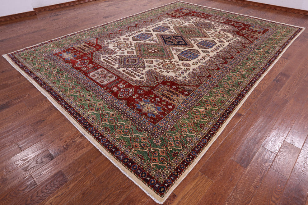 Super Kazak Hand-Knotted Wool Rug 9' 10" X 13' 7" Q10529