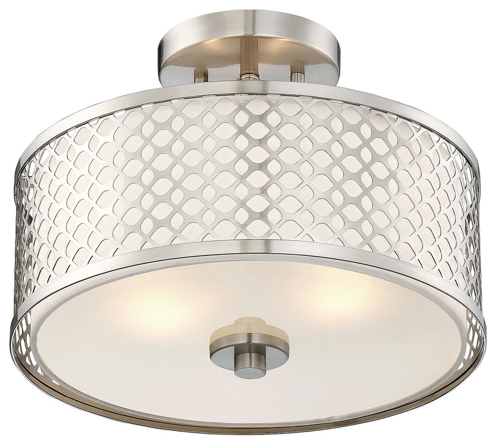 2-Light Semi-Flush Mount, Brushed Nickel