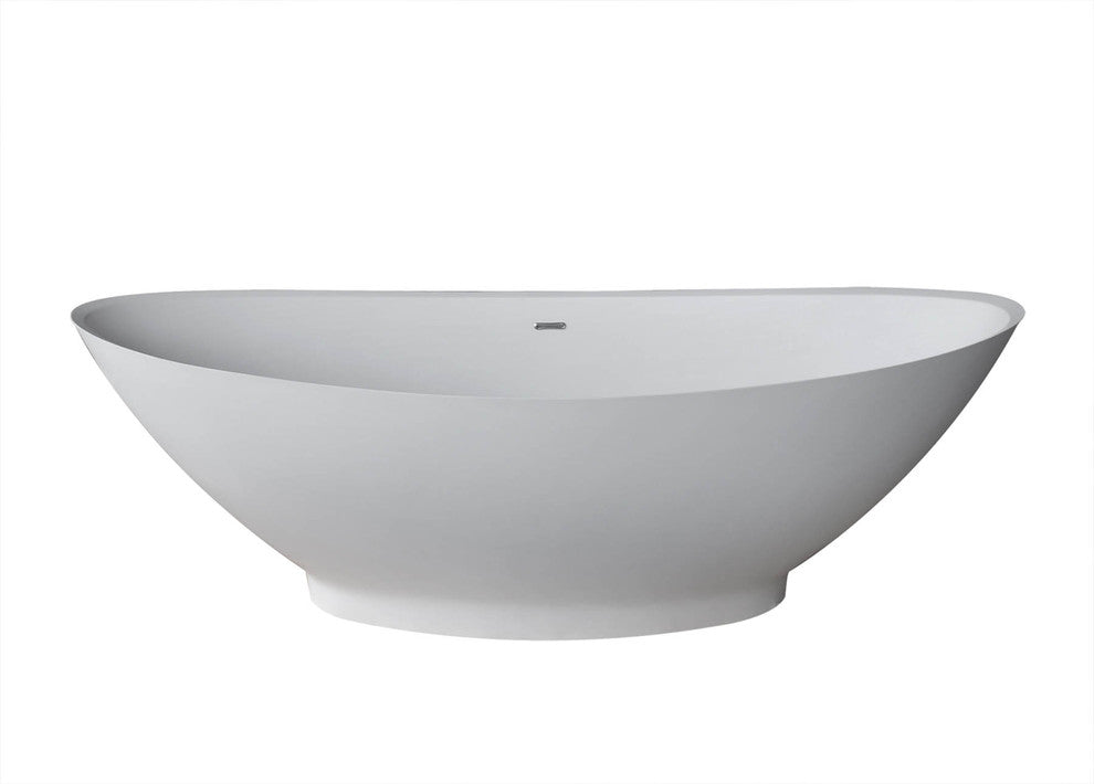 Rimini 34 x 73 Artificial Stone Freestanding Soaker Bathtub with Center Drain