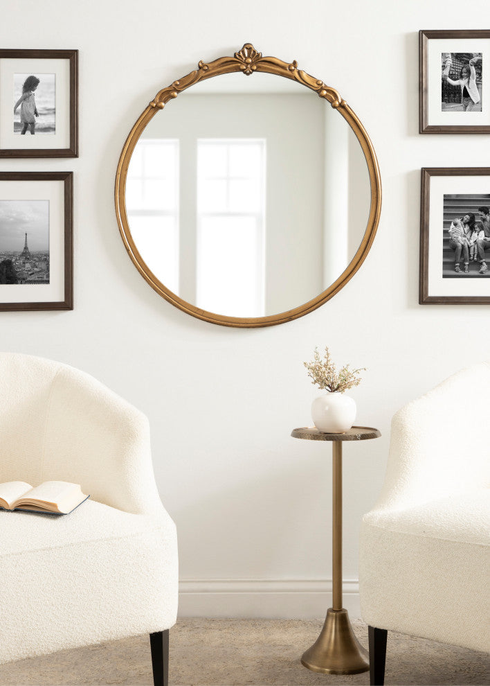 Marchon Framed Wall Mirror, Gold 30" Diameter