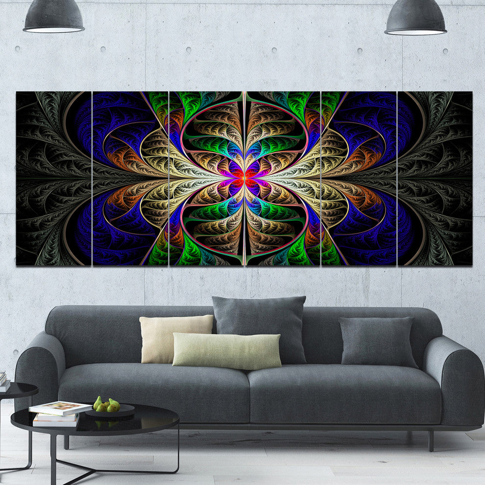 Fabulous Multi Color Fractal Art, Abstract Canvas Art Print, 70"x28", 6 Panels