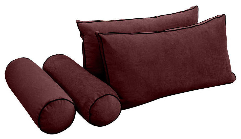 STYLE V2 Twin Velvet ContrastPipe Indoor Daybed Bolster Pillow |COVER ONLY|AD368