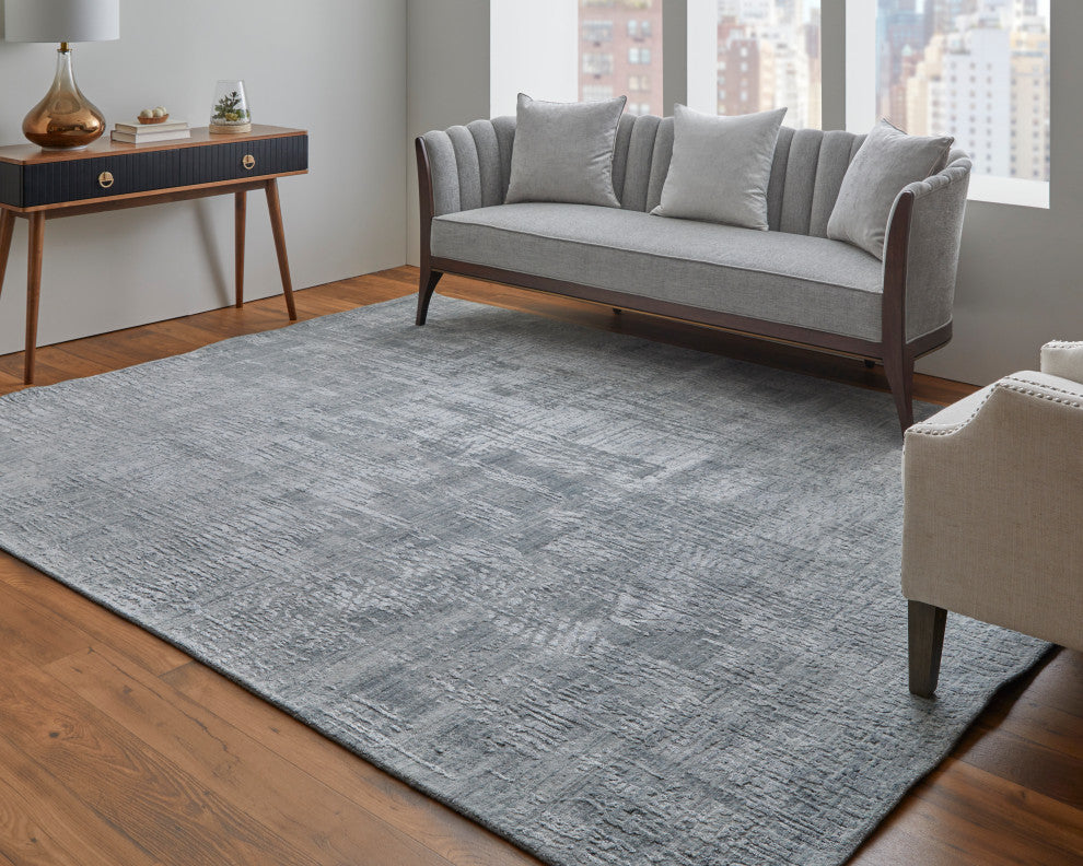 Kinton Modern Abstract, Blue/Silver, 2'6"x8' Runner