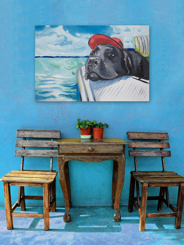 "Sailing Lab" Painting Print on Wrapped Canvas, 60"x40"