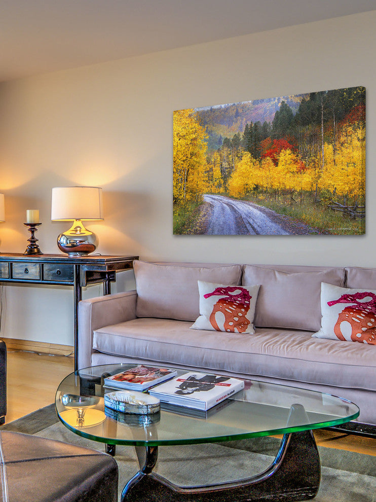 "Wet Road Peak of Autumn" Painting Print on Canvas by Chris Vest