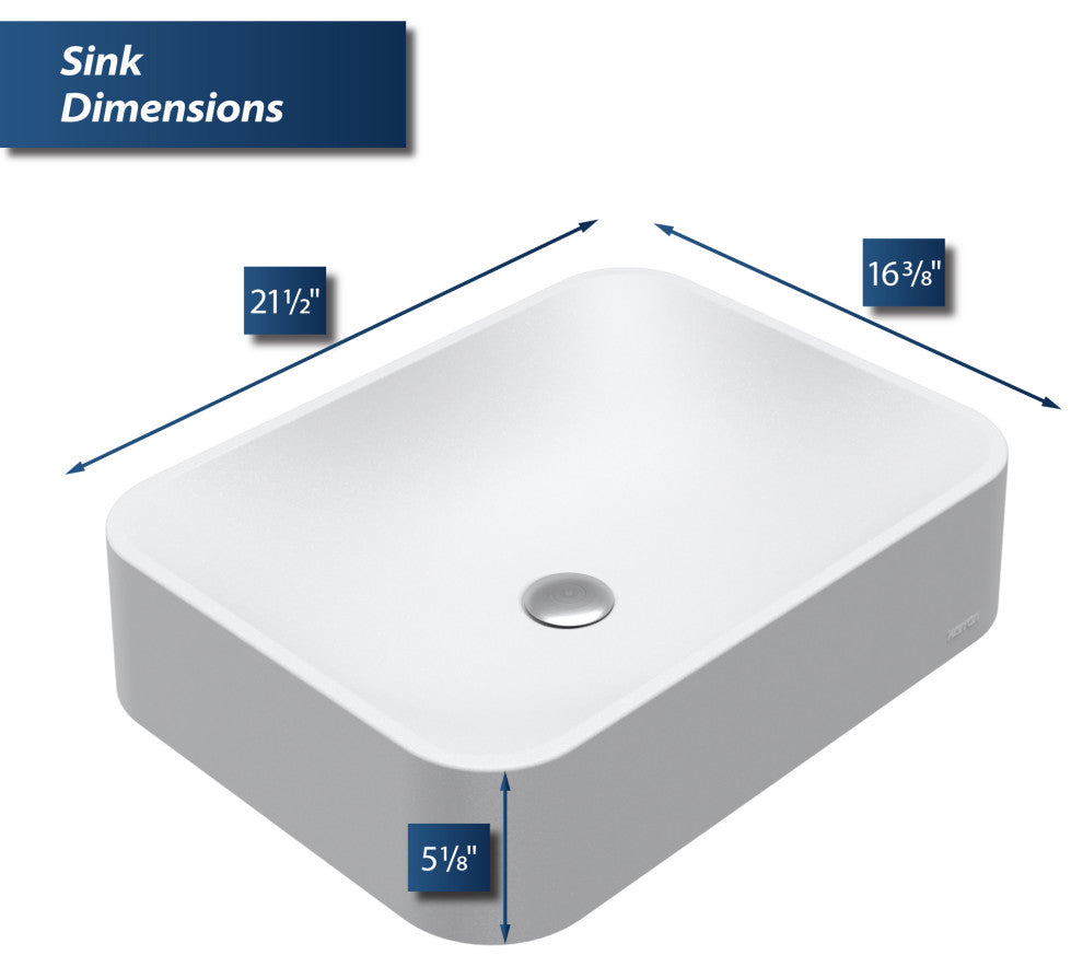 Karran Sea Crest SQS200 Quartz 22" Bathroom Vessel Sink, White