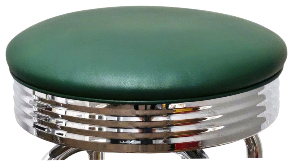 Retro Home Single Ring Chrome Pan 24" Swivel Counter Stool, Green