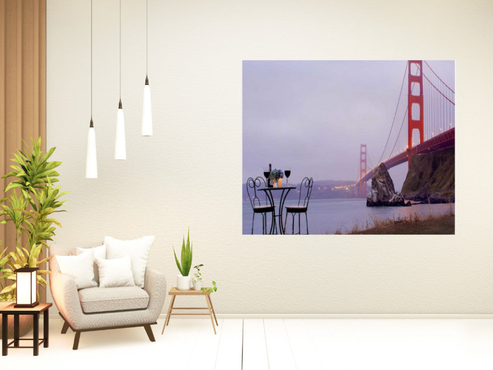 Bistro Caf" For Two Golden Gate Bridge 3 Giclee Wrap Canvas Wall Art