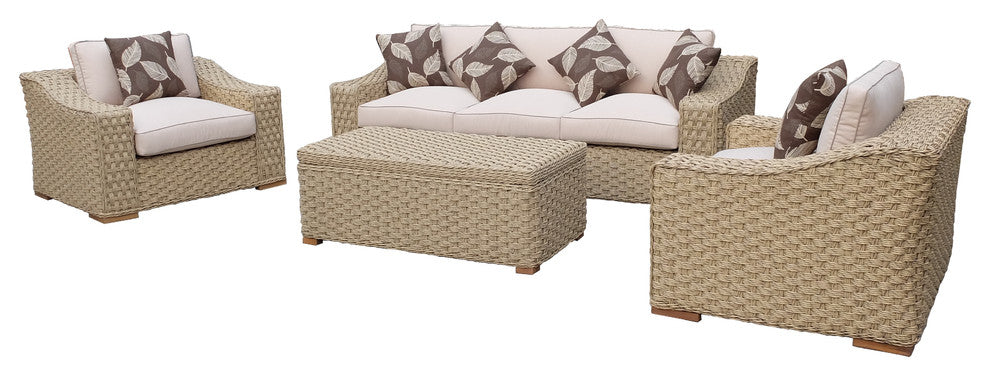Hampton Bay Rope Look Patio 4-Piece Sofa Set With Cushions