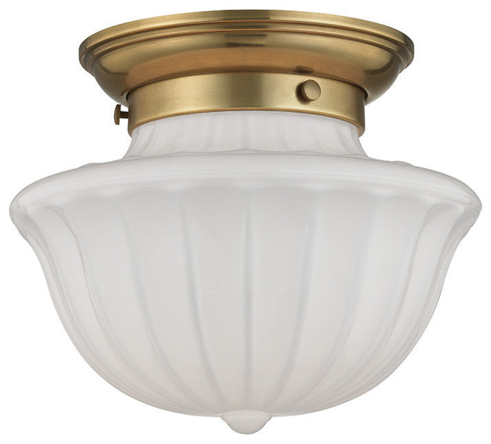 Dutchess 1-Light, Flush Mount, Aged Brass, 9"