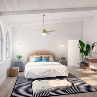 Hunter 44" Hepburn Modern Brass Ceiling Fan With Light Kit and Wall Control