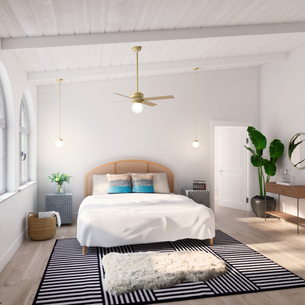 Hunter 44" Hepburn Modern Brass Ceiling Fan With Light Kit and Wall Control