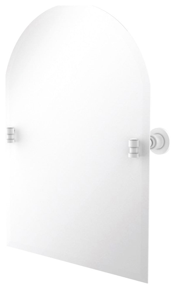 Washington Square Frameless Arch Top Beveled Edge Tilt Mirror, Matte White