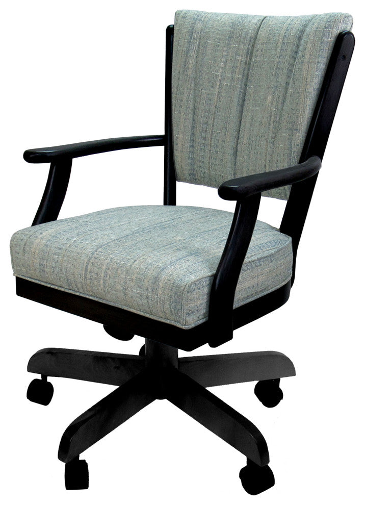 Classic Caster Swivel Dining Chair on Wheels, Solid Wood, Watusi Aquatint - Black