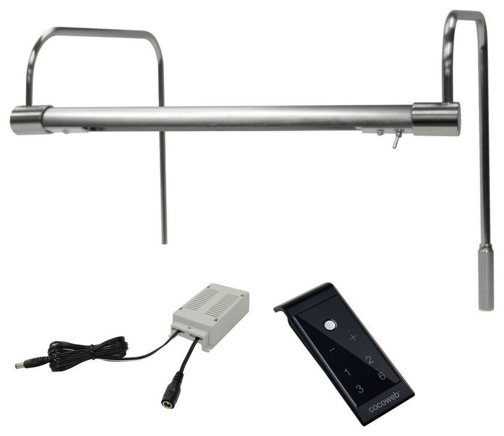 12" Tru-Slim Gallery Light, Satin Nickel With Plug-in and Remote