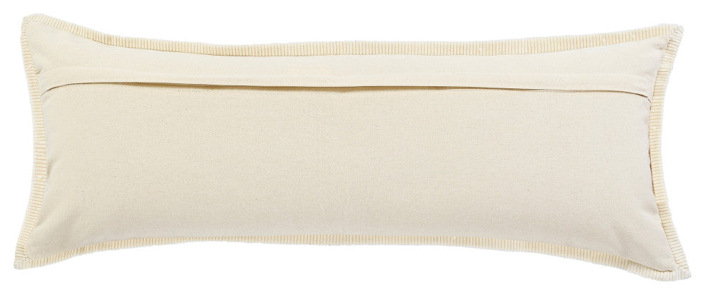 Ox Bay Hand-stitched Yellow/White Organic Cotton Pillow Cover, 16"x24"
