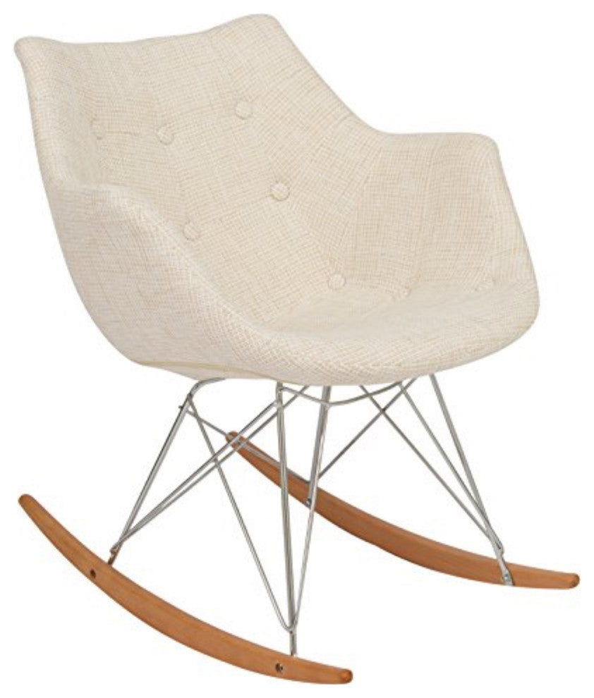 LeisureMod Willow Twill Fabric Eiffel Rocking Chair