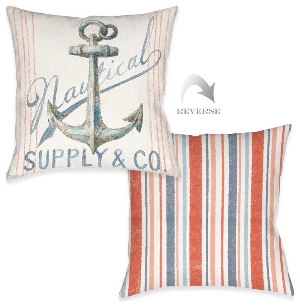 Maritime Anchor Outdoor Pillow, 18"x18"