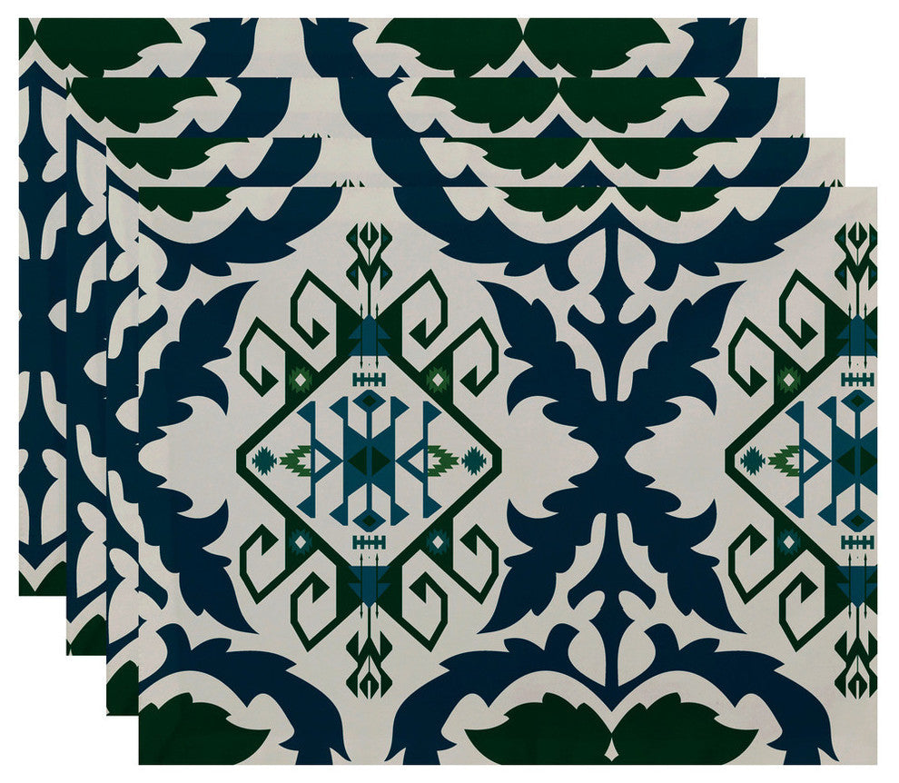 Bombay 6 Geometric Print Placemat, Set of 4, Teal