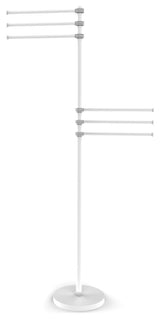 Towel Stand with 6 Pivoting 12" Arms, Matte White