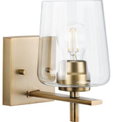 Calais 5" 1-Light Vintage Brass Clear Glass Bath Vanity Light