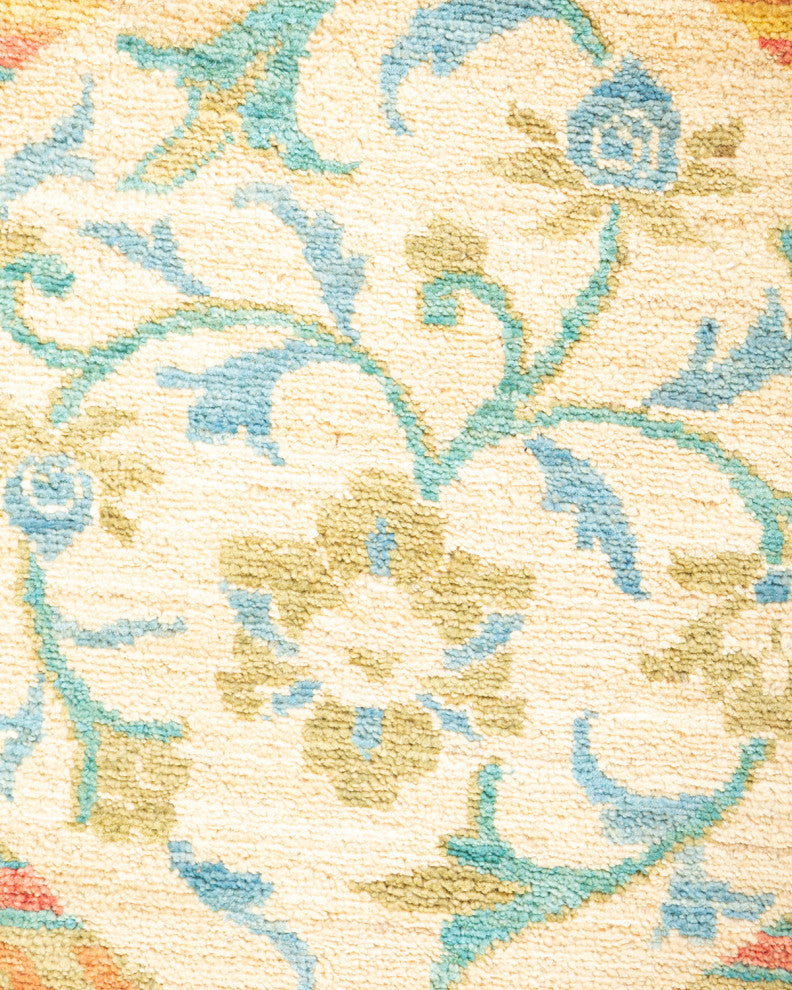 Eclectic, One-of-a-Kind Hand-Knotted Area Rug Green, 4'3"x9'5"